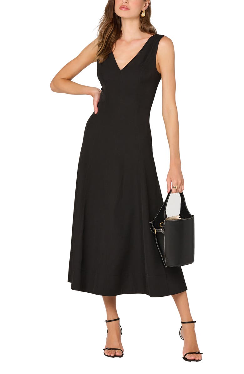 ASTR the Label V-Neck Midi Dress, Main, color, Black