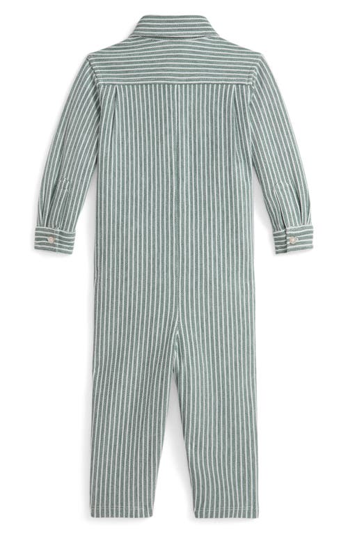 Ralph Lauren Oxford Stripe Cotton Romper In Multi