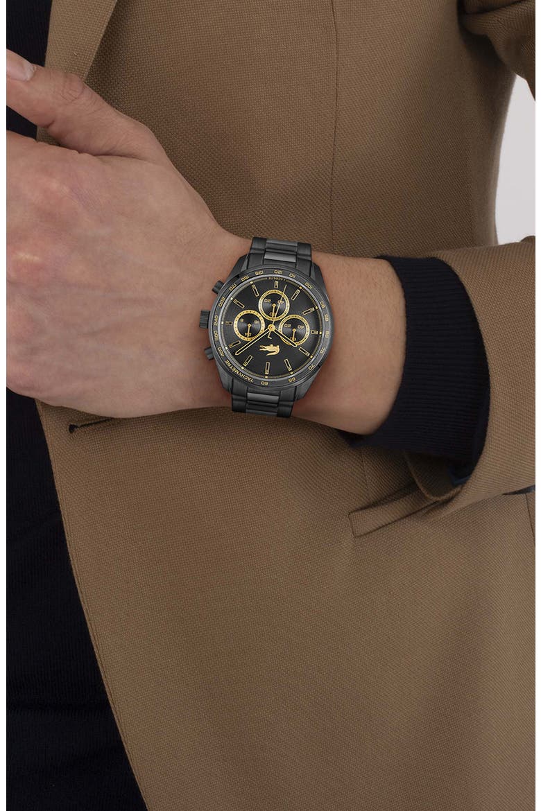 Boston Chronograph Bracelet Watch, 42mm, Alternate, color, BLACK