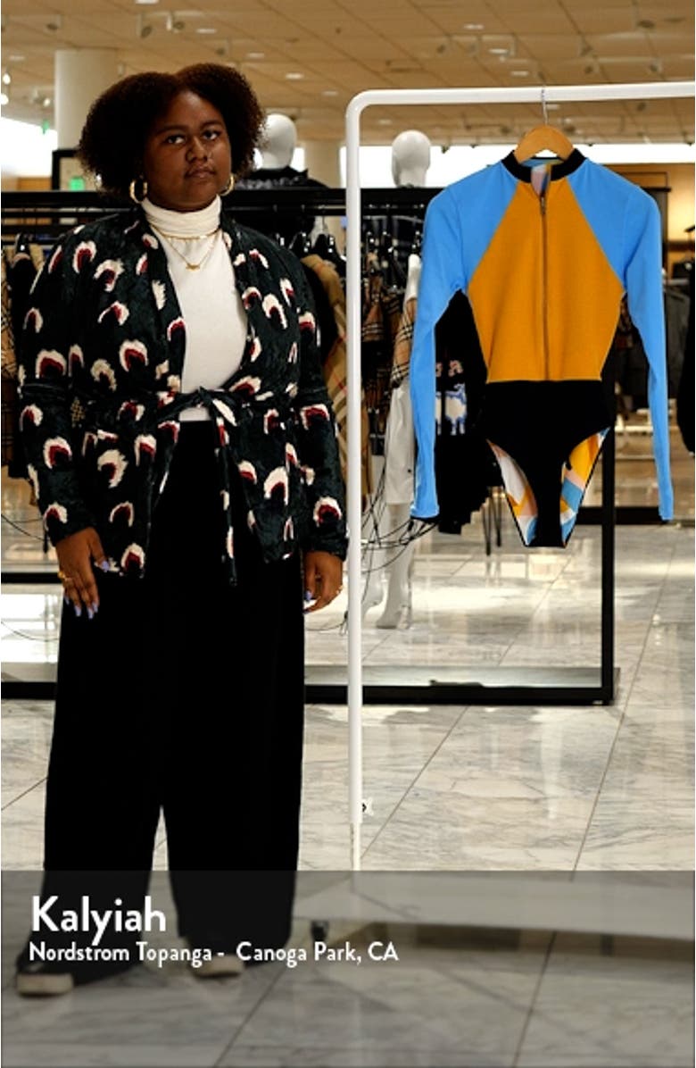 Stone Blue Jacqueline Reversible Long Sleeve One-Piece Swimsuit, sales video thumbnail