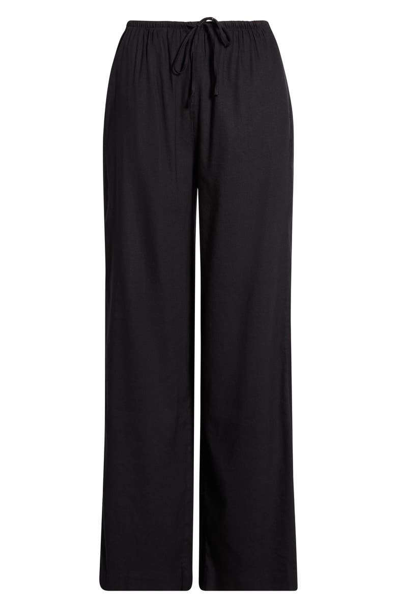 Nordstrom Linen Blend Drawstring Pants, Main, color, Black