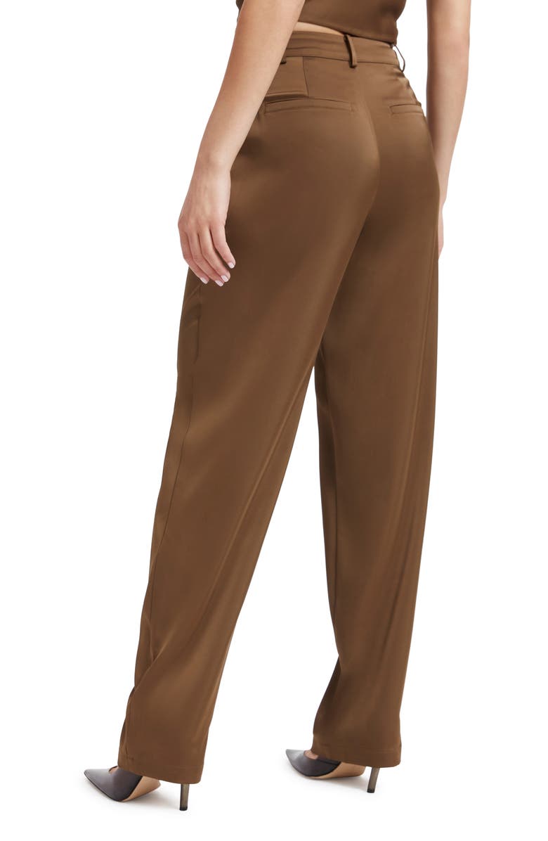 Good American Stretch Satin Trousers, Alternate, color, Light Mocha004