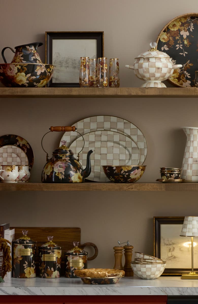 MACKENZIE CHILDS Medium Mocha Check Oval Platter, Alternate, color, Mocha