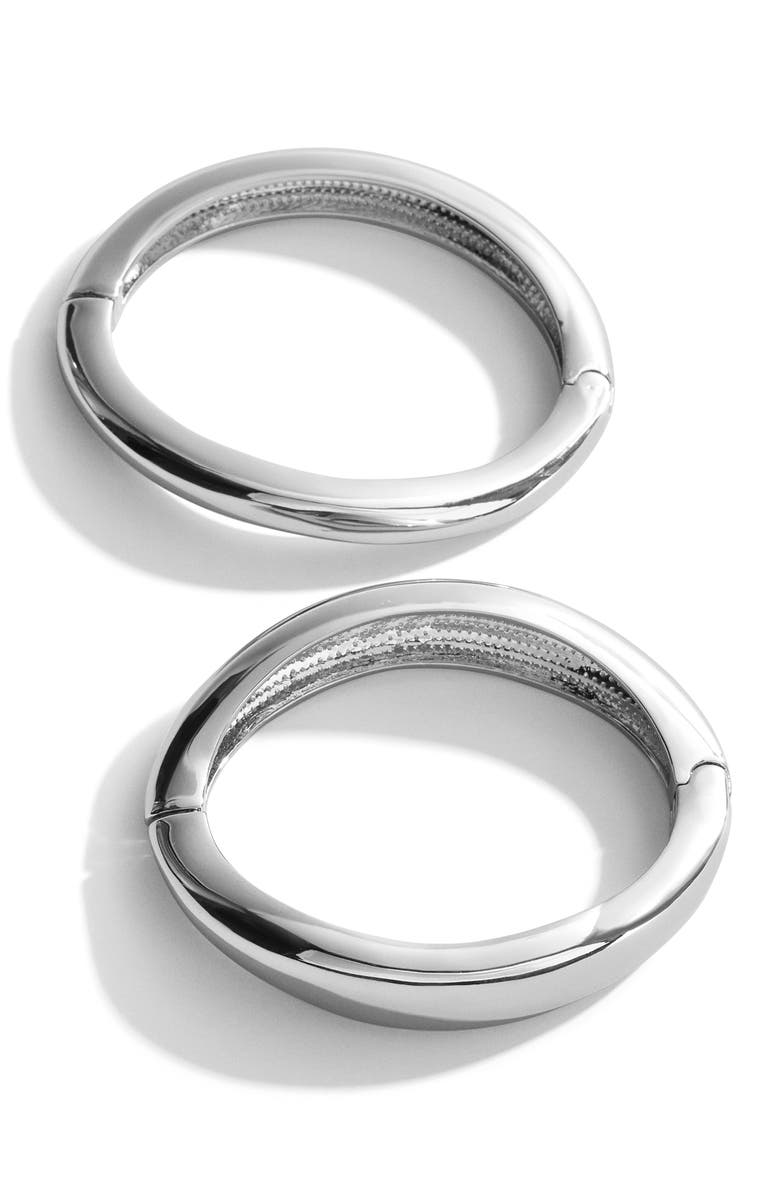 BaubleBar Priya Set of 2 Hinge Bangles, Alternate, color, Silver