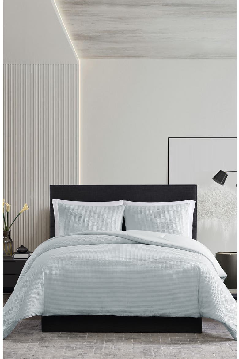 Waffle Piqué Comforter & Shams Set, Alternate, color, CLEAR BLUE