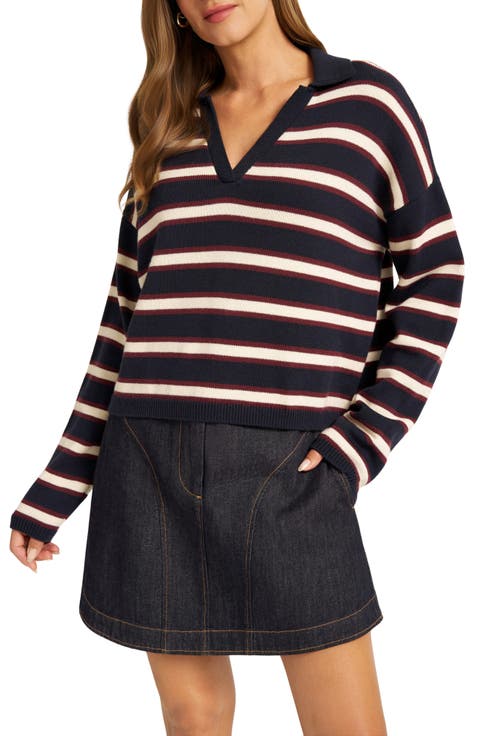 Brey Striped Henley Sweater