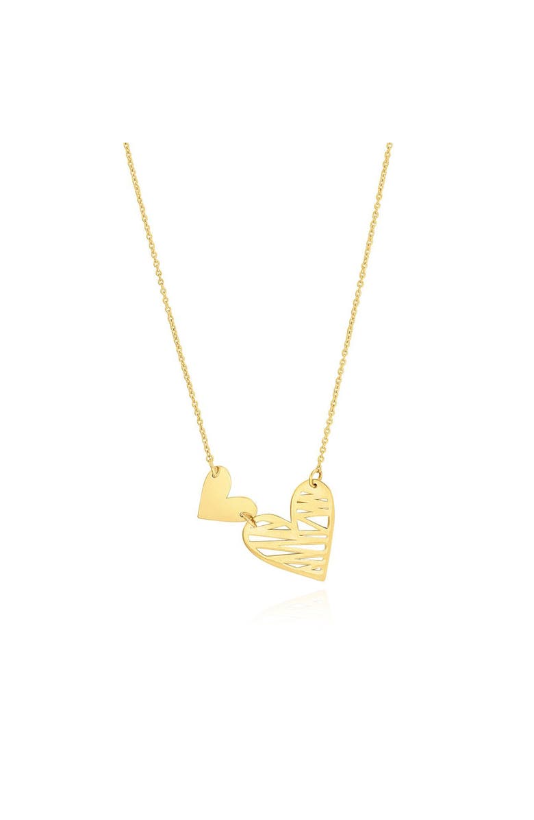The Lovery Fine Jewelry Double Woven Heart Necklace, Main, color, Yellow Gold