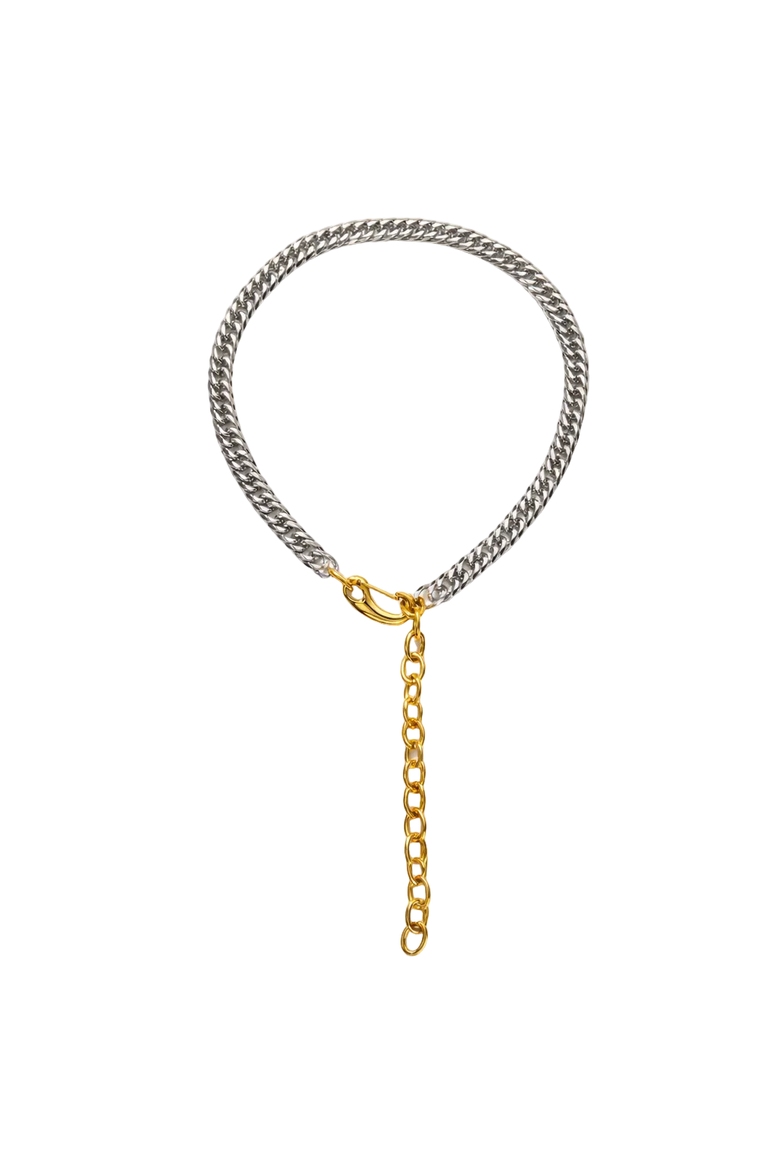 Brya Cuban Chain Lariat Necklace, Main, color, Gold & Silver