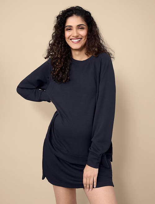 Motherhood Maternity Long Sleeve With Side Slits Scuba Raglan Top In Black