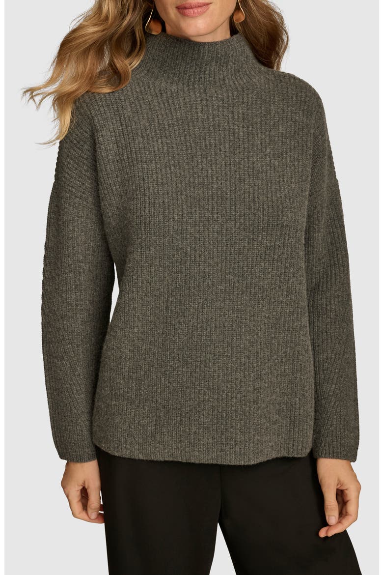 Merino Wool & Recycled Cashmere Mock Neck Sweater, Main, color, HEATHER IR