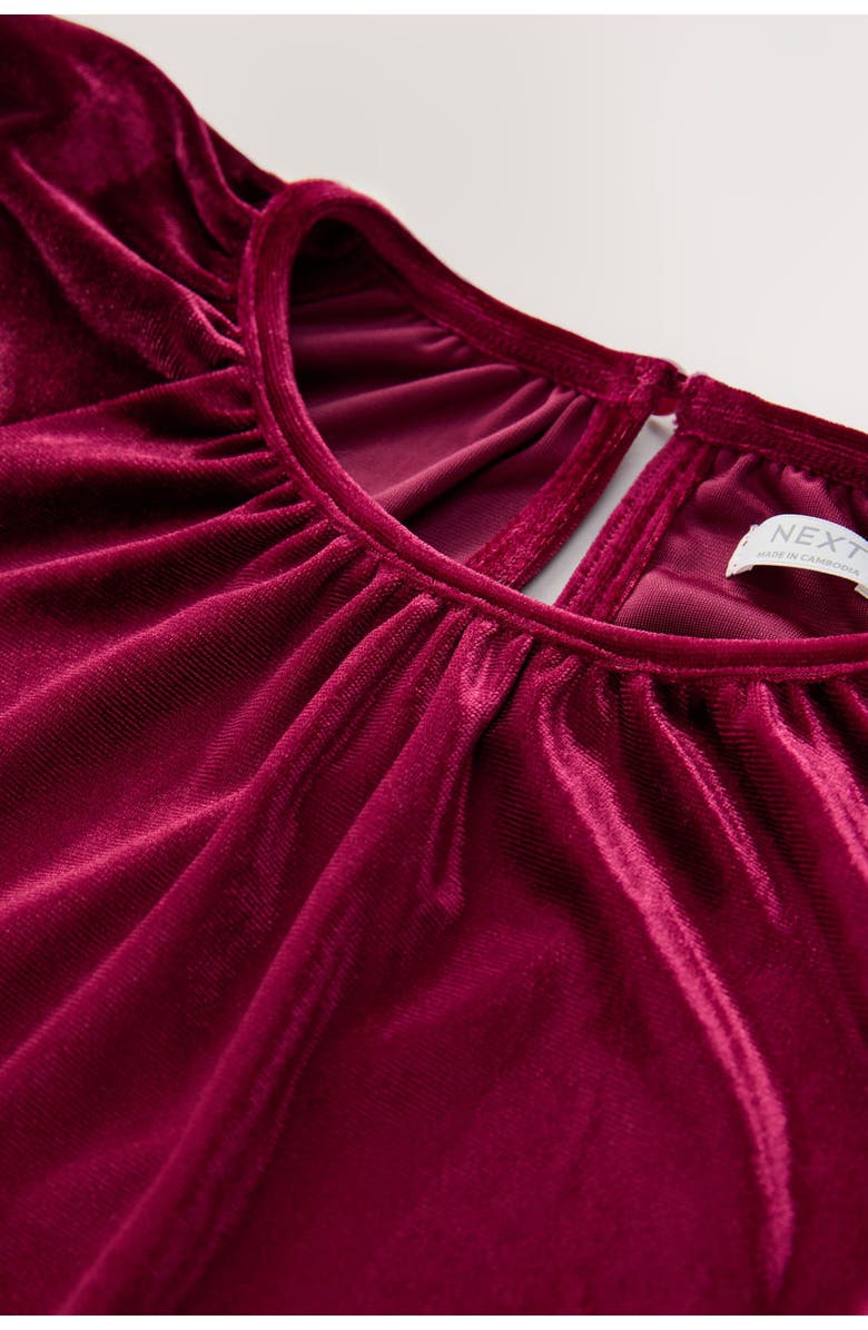 NEXT Kids' Flutter Sleeve Velvet Dress, Alternate, color, Red
