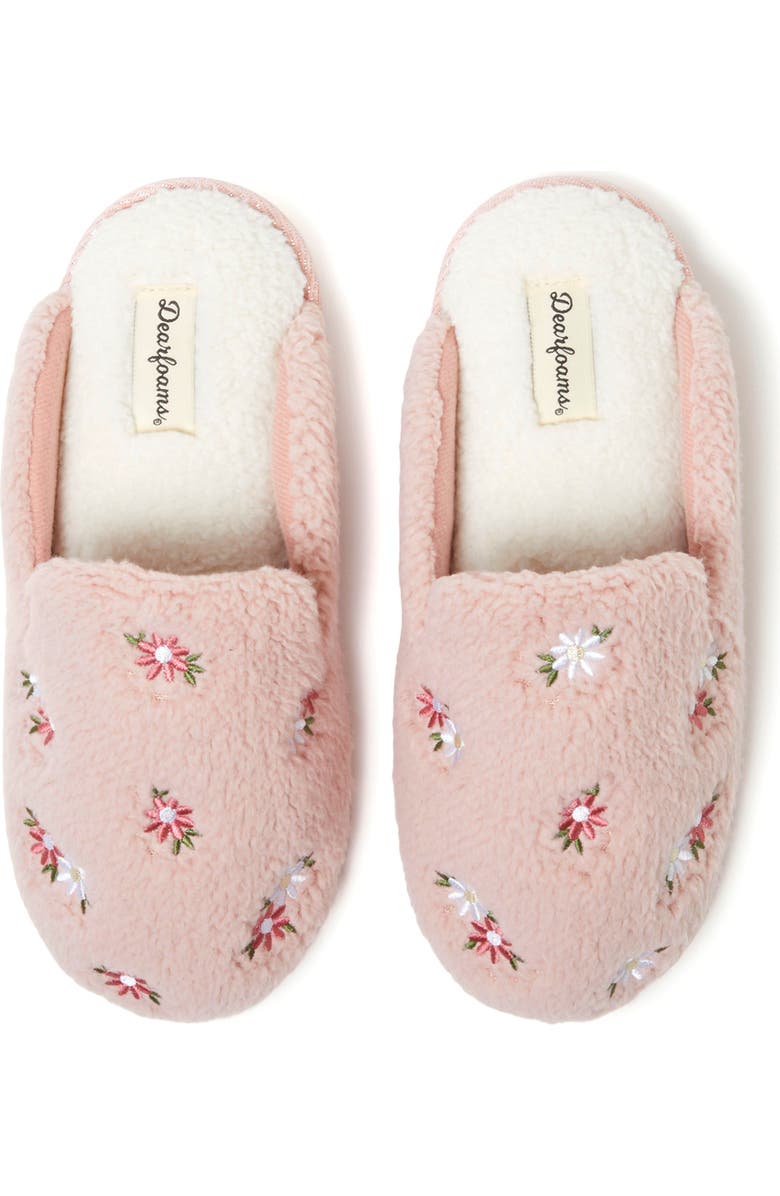 DEARFOAMS Valentines Day Hearts Scuff Slipper, Alternate, color, Pink Daisy