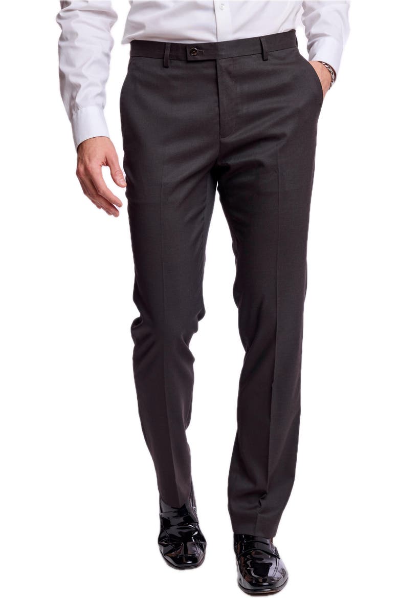 Downing Slim Fit Flat Front Pants, Alternate, color, DARK CHOCOLATE