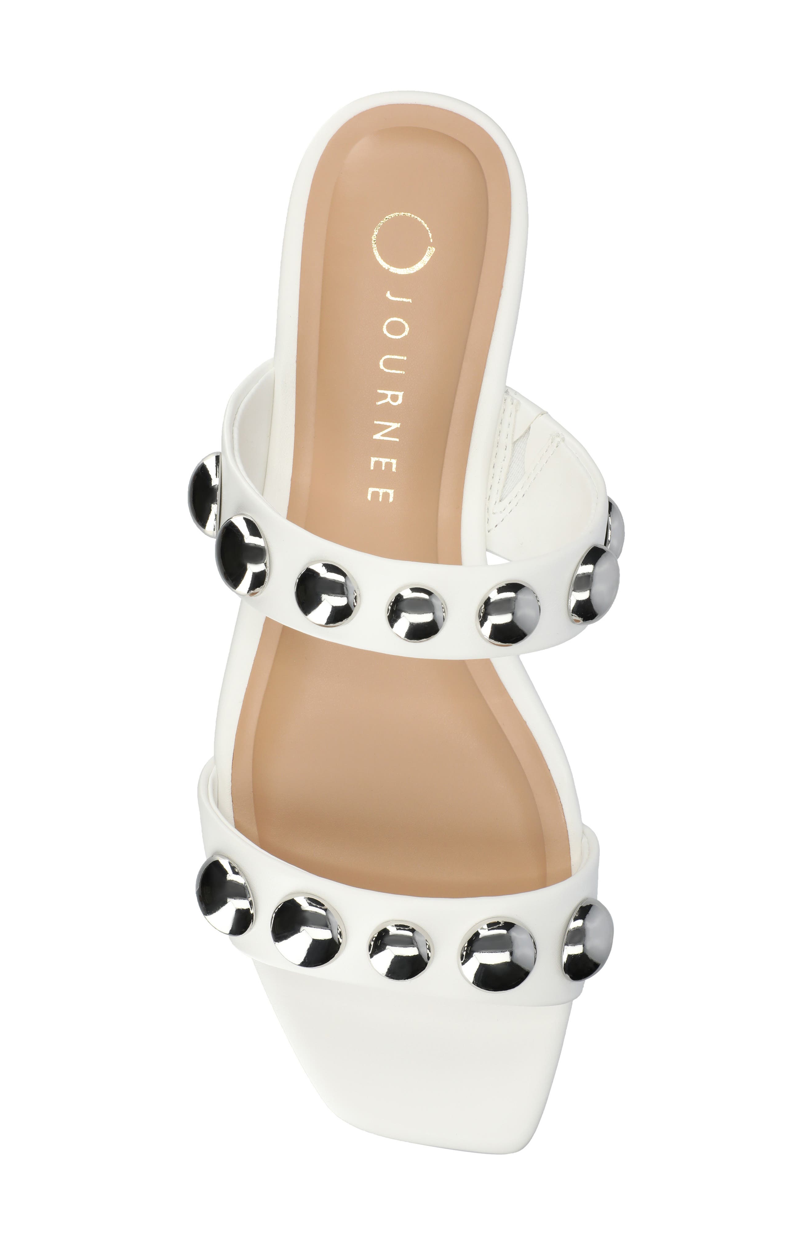 Frida Studded Slide Sandal, Alternate, color, WHITE/ SILVER
