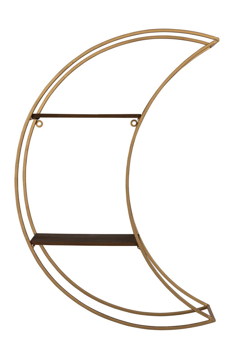 STRATTON HOME DECOR Gold Moon Wall Shelf, Main, color, 