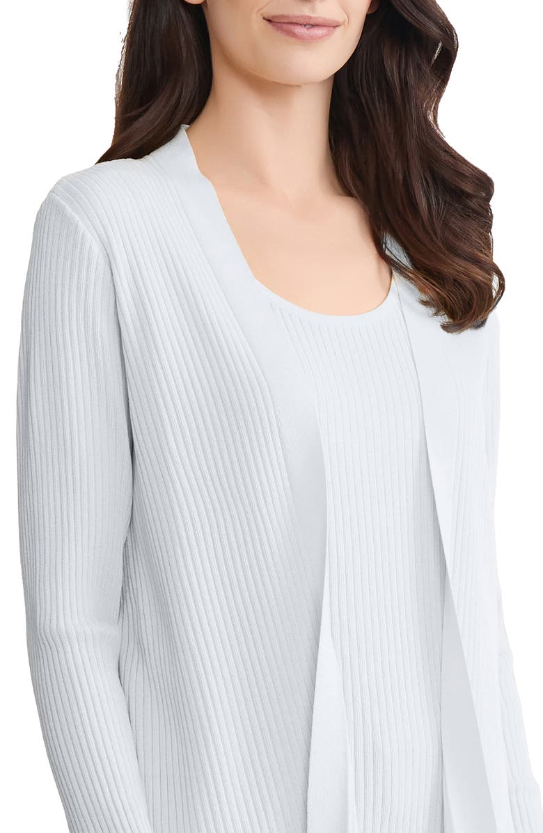 Jones New York Sutton Open Front Rib Knit Cardigan, Alternate, color, Natural White