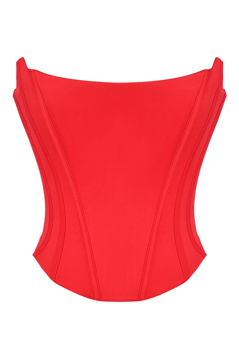Genevieve Strapless Satin Corset Top, Alternate, color, SALSA