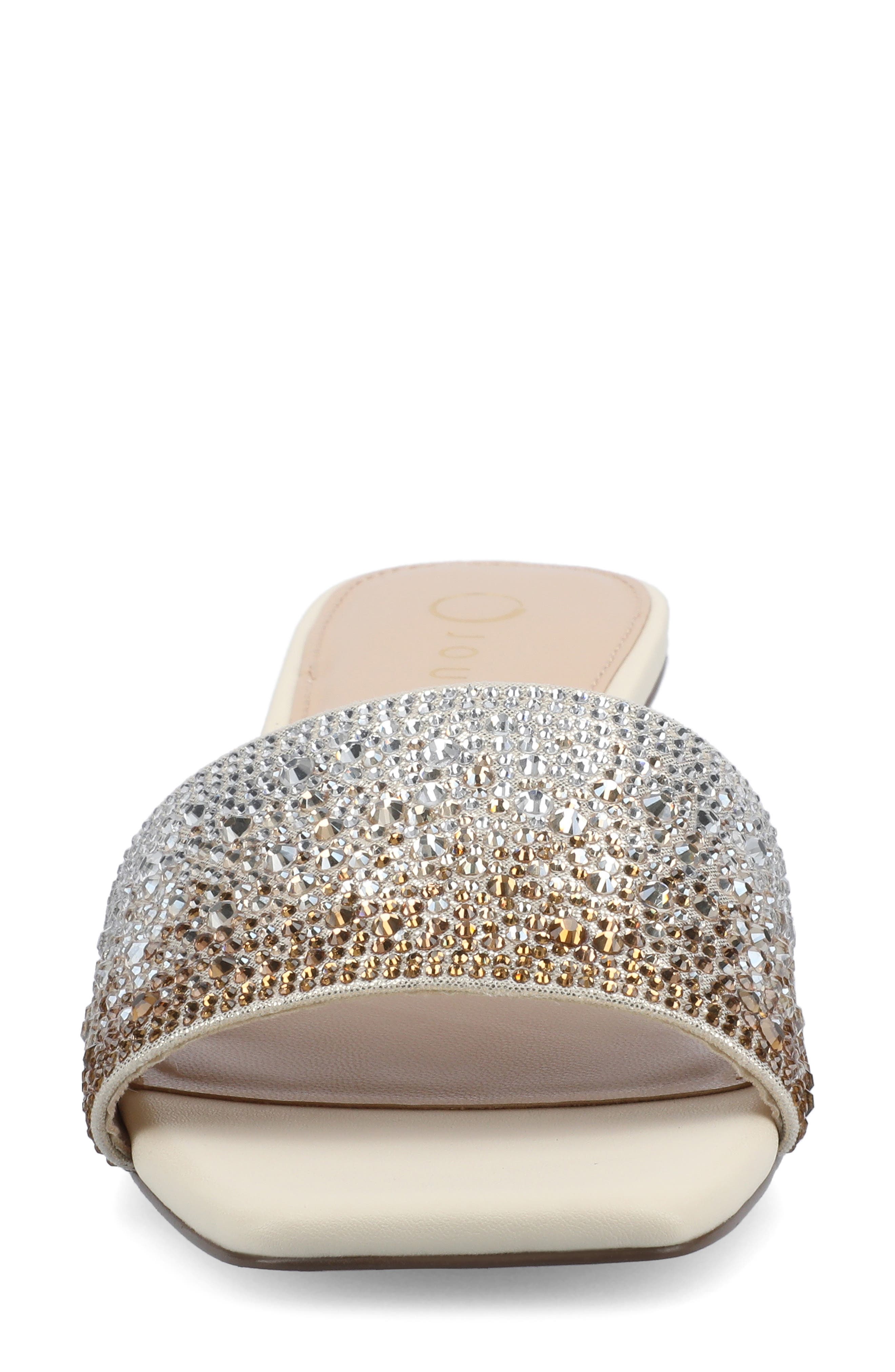 Flora Crystal Embellished Slide Sandal, Alternate, color, WHITE