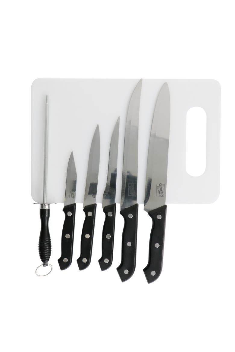 7pc Canterbury Stainless Steel Cutlery Set, Main, color, Black