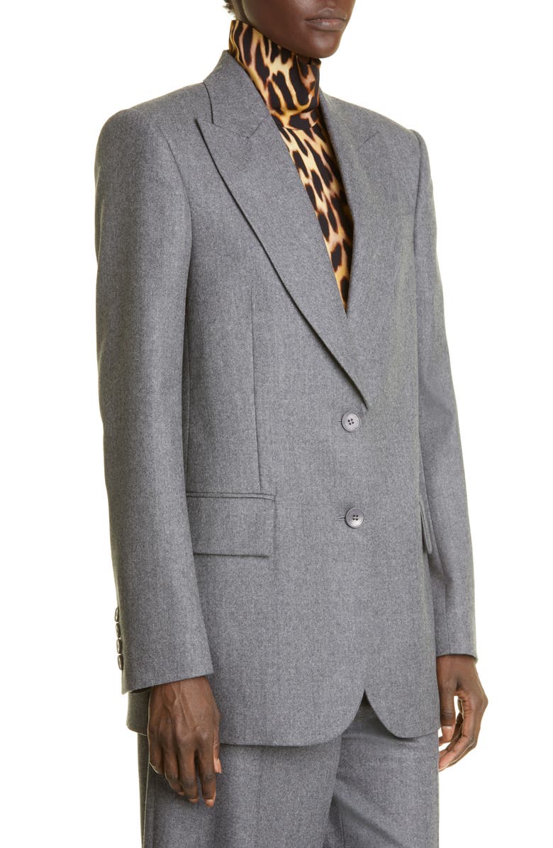 Stella McCartney Single Breasted Wool Flannel Blazer, Alternate, color, 