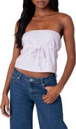 EDIKTED Augusta Pinstripe Strapless Peplum Crop Top