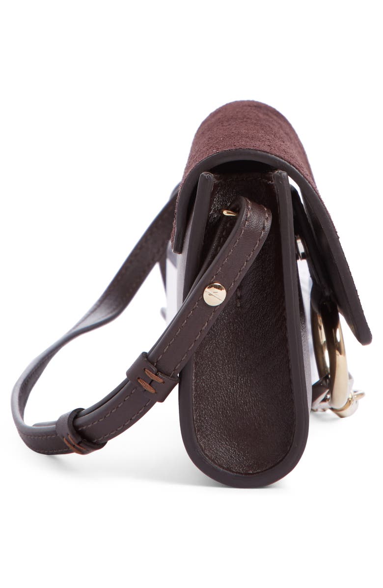 Chloé Mini Faye Suede & Leather Wallet on a Chain, Alternate, color, 