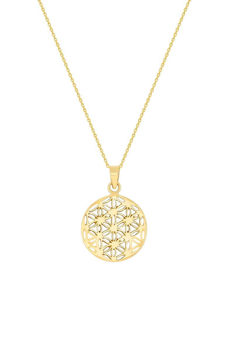 14K Gold Floral Cutout Pendant Necklace, Main, color, 14K YELLOW GOLD