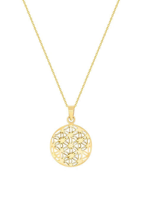 14K Gold Floral Cutout Pendant Necklace