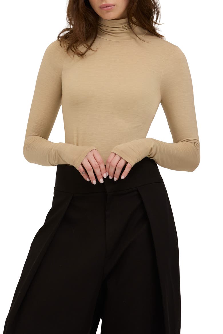 Westwood Mock Neck T-Shirt, Main, color, CAMEL
