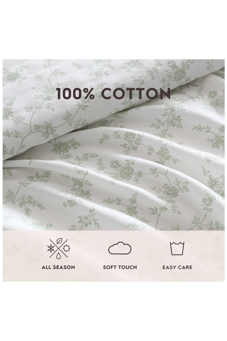 Fiona Floral 300 Thread Count Cotton Percale Sheet Set, Alternate, color, PASTEL GREEN