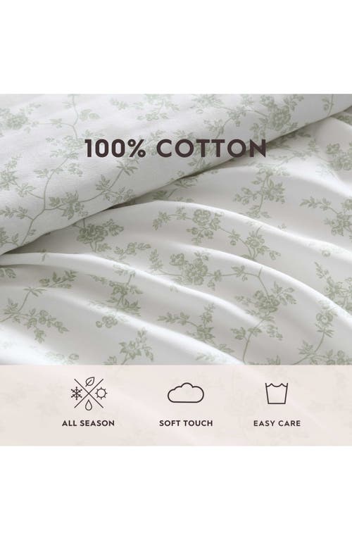 Laura Ashley Fiona Floral 300 Thread Count Cotton Percale Sheet Set In Green