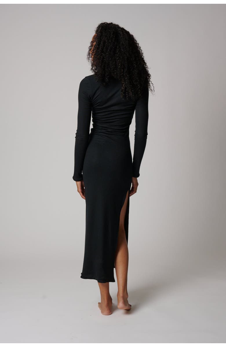 LEISURE LAB Bal Harbor Long Sleeve Rib Dress, Alternate, color, Matte Black