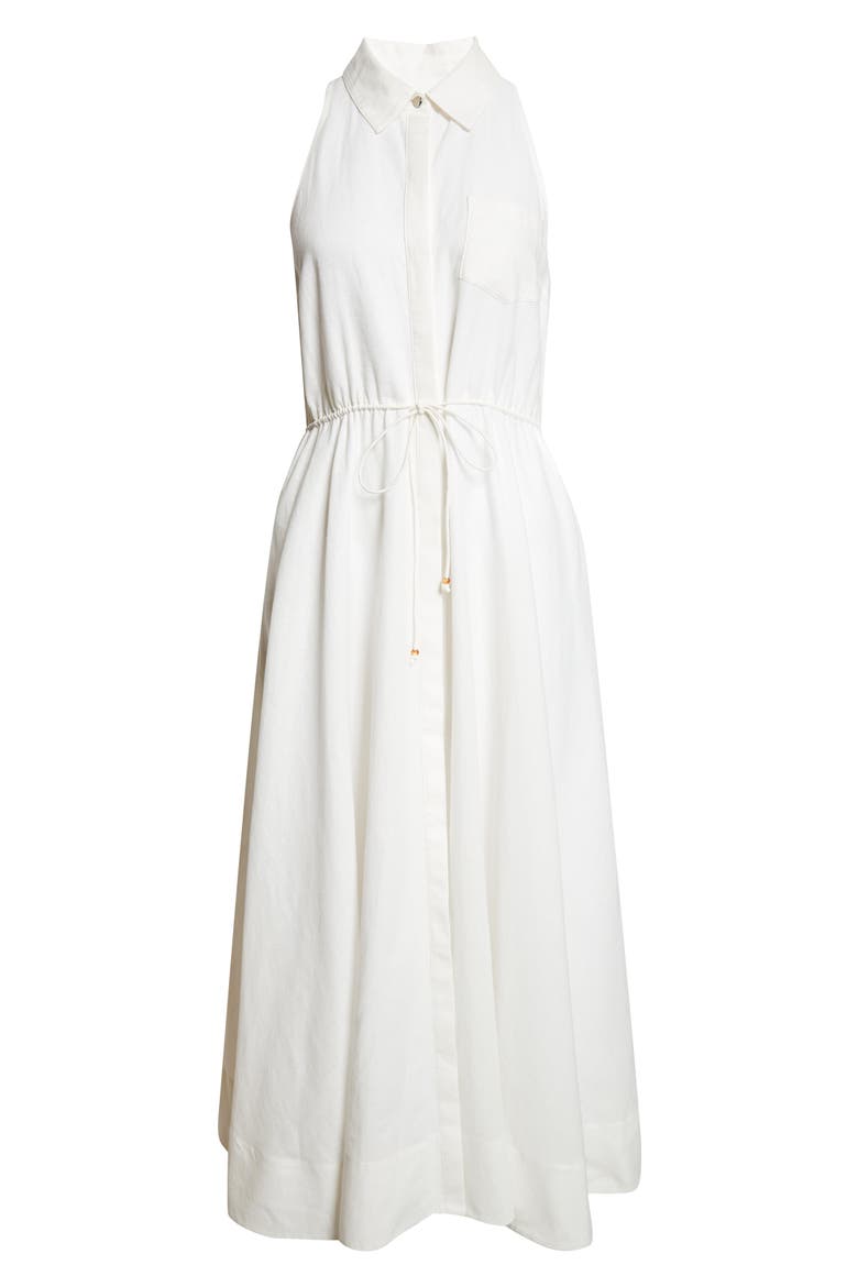 Tiana Sleeveless Linen & Cotton Shirtdress, Alternate, color, COCONUT
