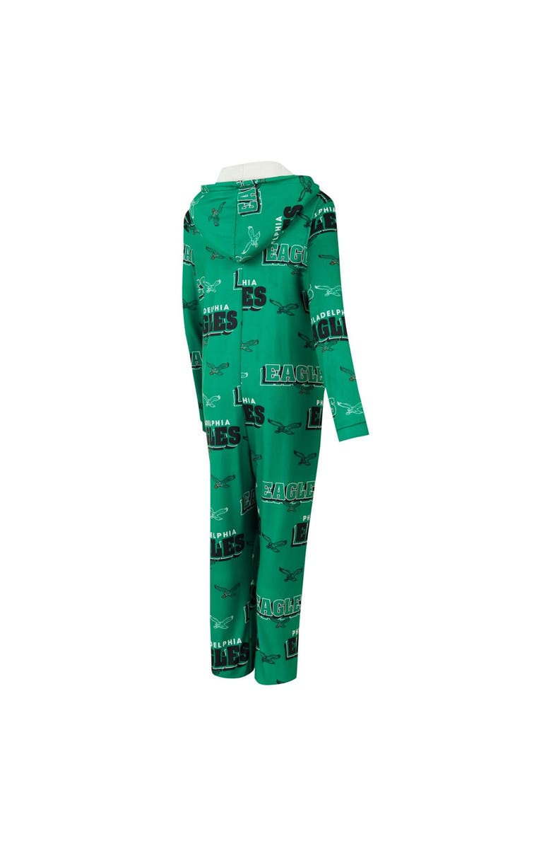CONCEPTS SPORT Women's Concepts Sport Kelly Green Philadelphia Eagles Throwback Roadway Allover Print Microfleece Full-Zip Union Suit, Alternate, color,