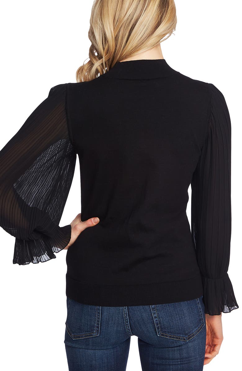 CeCe Pleated Sleeve Mock Neck Sweater, Alternate, color, 