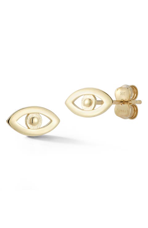 14K Evil Eye Stud Earrings