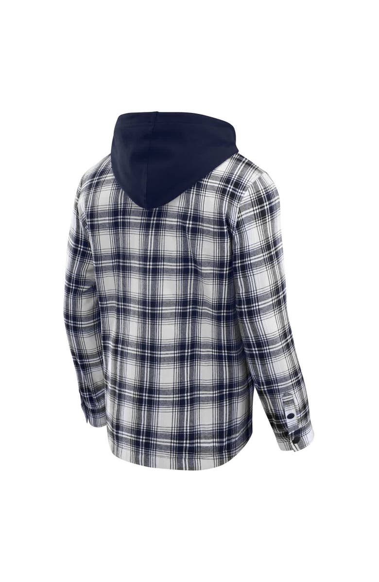 Darius Rucker Collection by Fanatics Men's Darius Rucker Collection by Fanatics Navy Penn State Nittany Lions Plaid Flannel Quilted Full-Snap Hooded Shacket, Alternate, color,