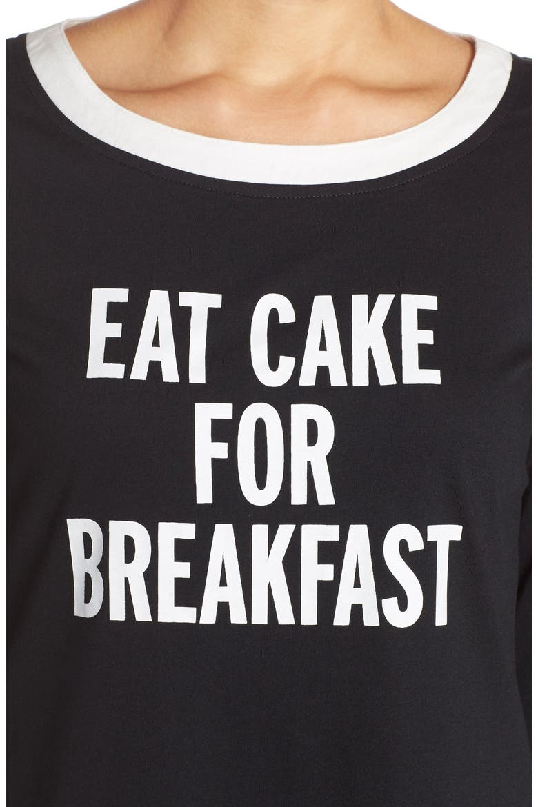kate spade new york graphic sleep shirt, Alternate, color, BLACK