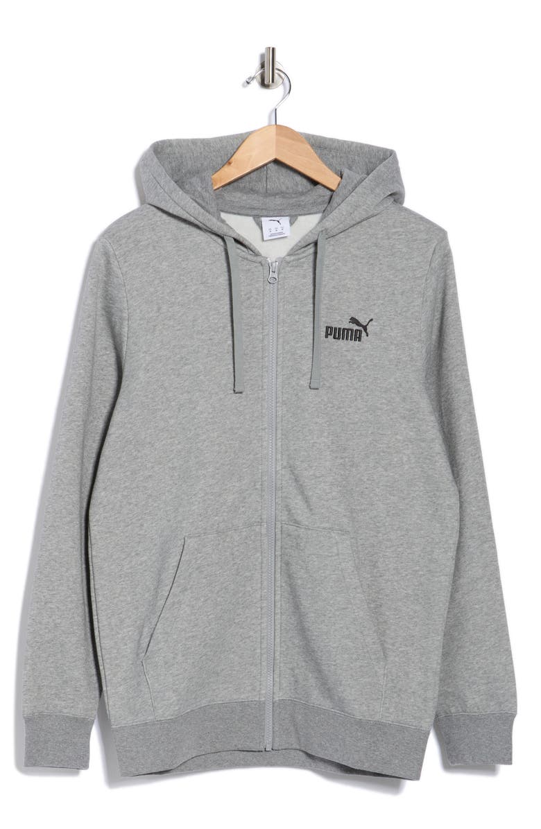 PUMA Essential No. 1 Logo Full Zip Hoodie, Alternate, color, Medium Gray Heather