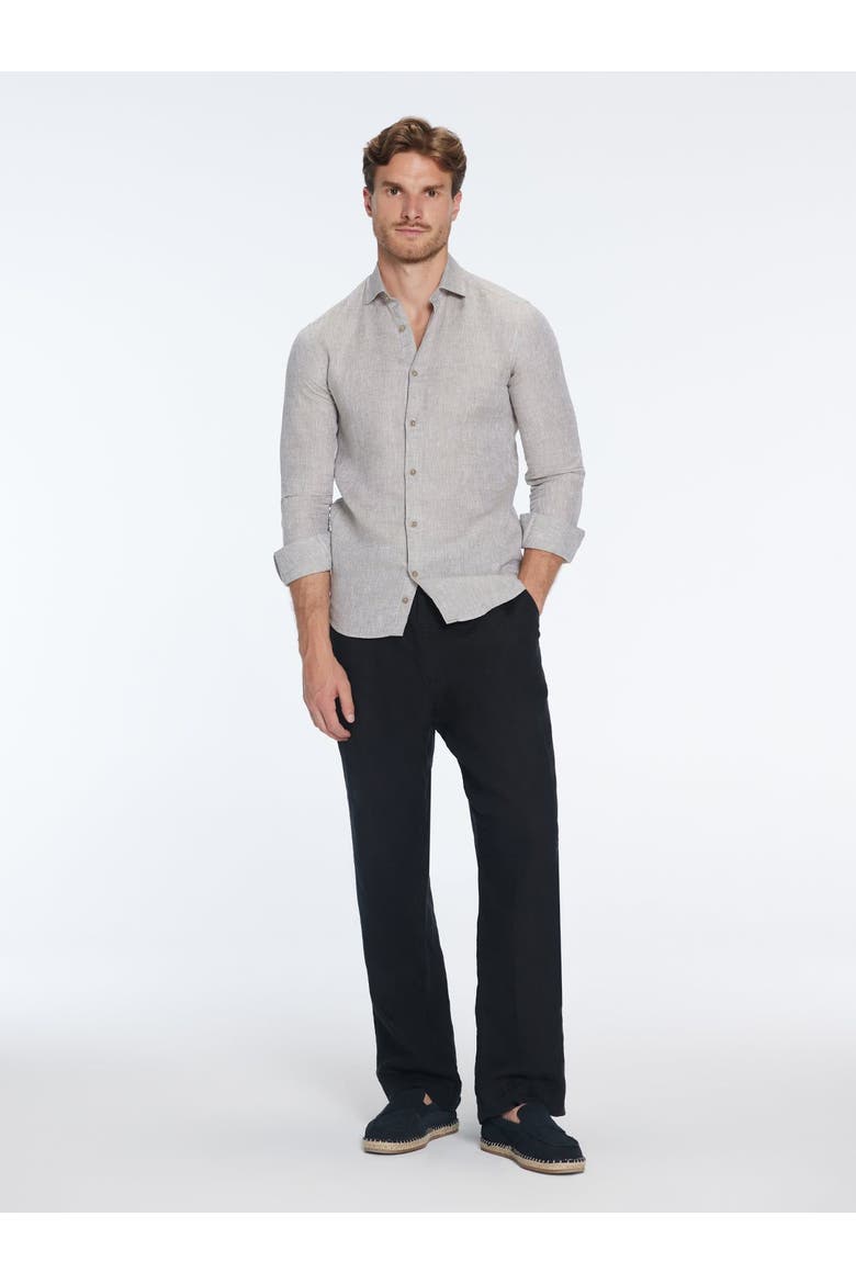 James Linen Slim-Fit Shirt, Main, color, Grey