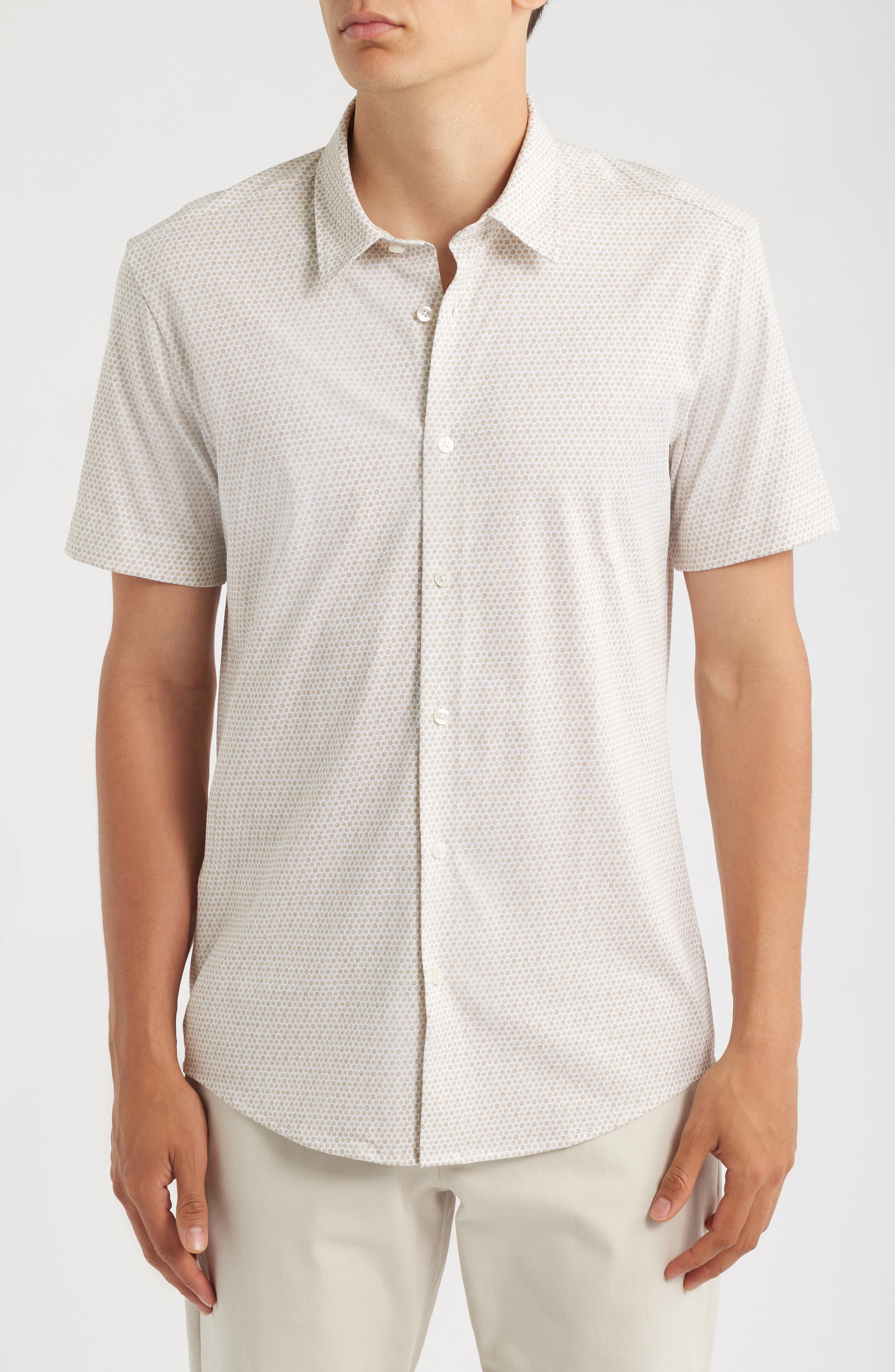 Roan Print Button-Up Cotton Blend Shirt