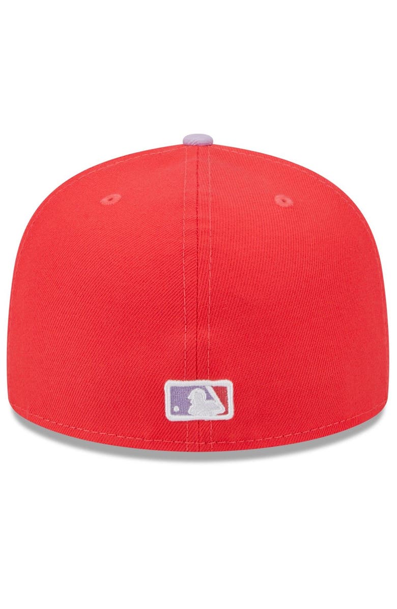 New Era Men's New Era Red/Lavender New York Yankees Spring Color Two-Tone 59FIFTY Fitted Hat, Alternate, color, Red