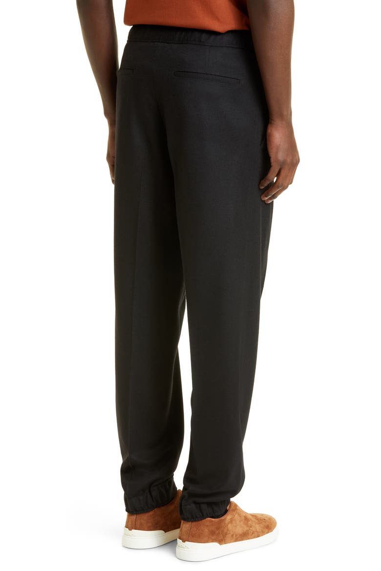 Pleated Wool Jersey Joggers, Alternate, color, BLACK