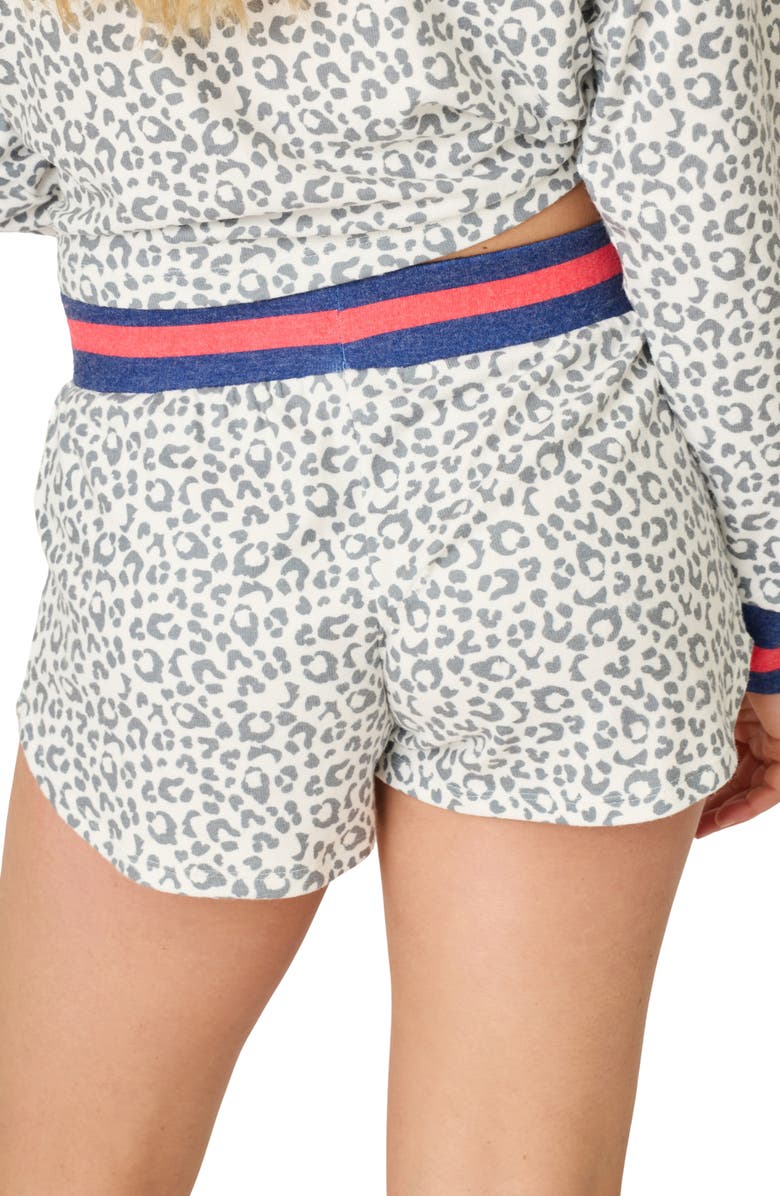 PJ Salvage Cats Meow Print Peached Jersey Pajamas Shorts, Alternate, color, Multi