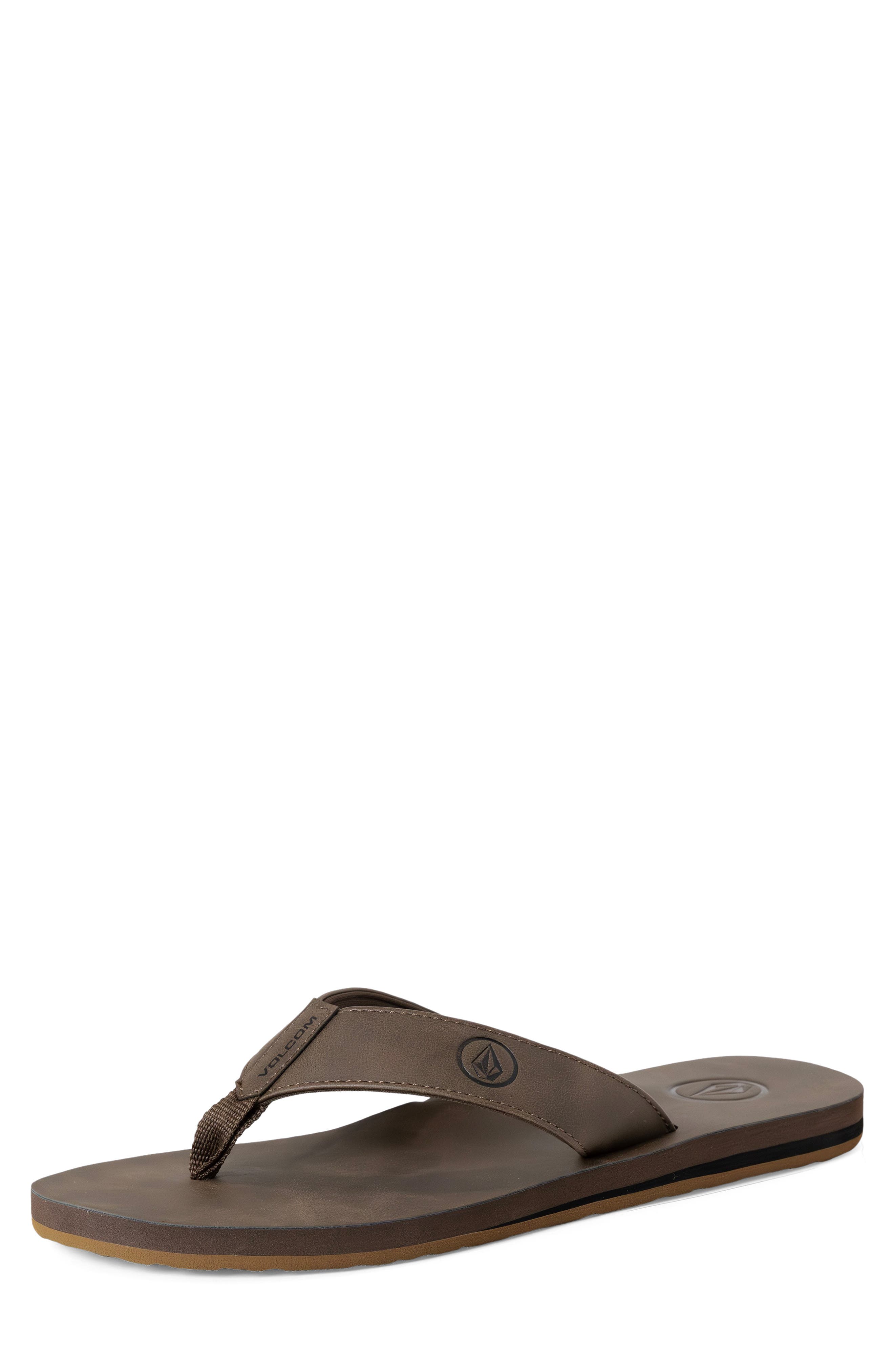 Vocation Leather Flip Flops, Alternate, color, BROWN