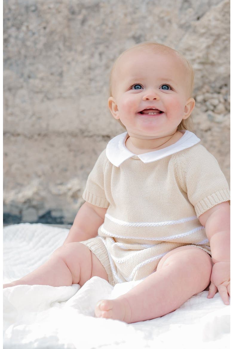 Baby Organic Shortie Sweater Romper, Infant, Alternate, color, Natural and White