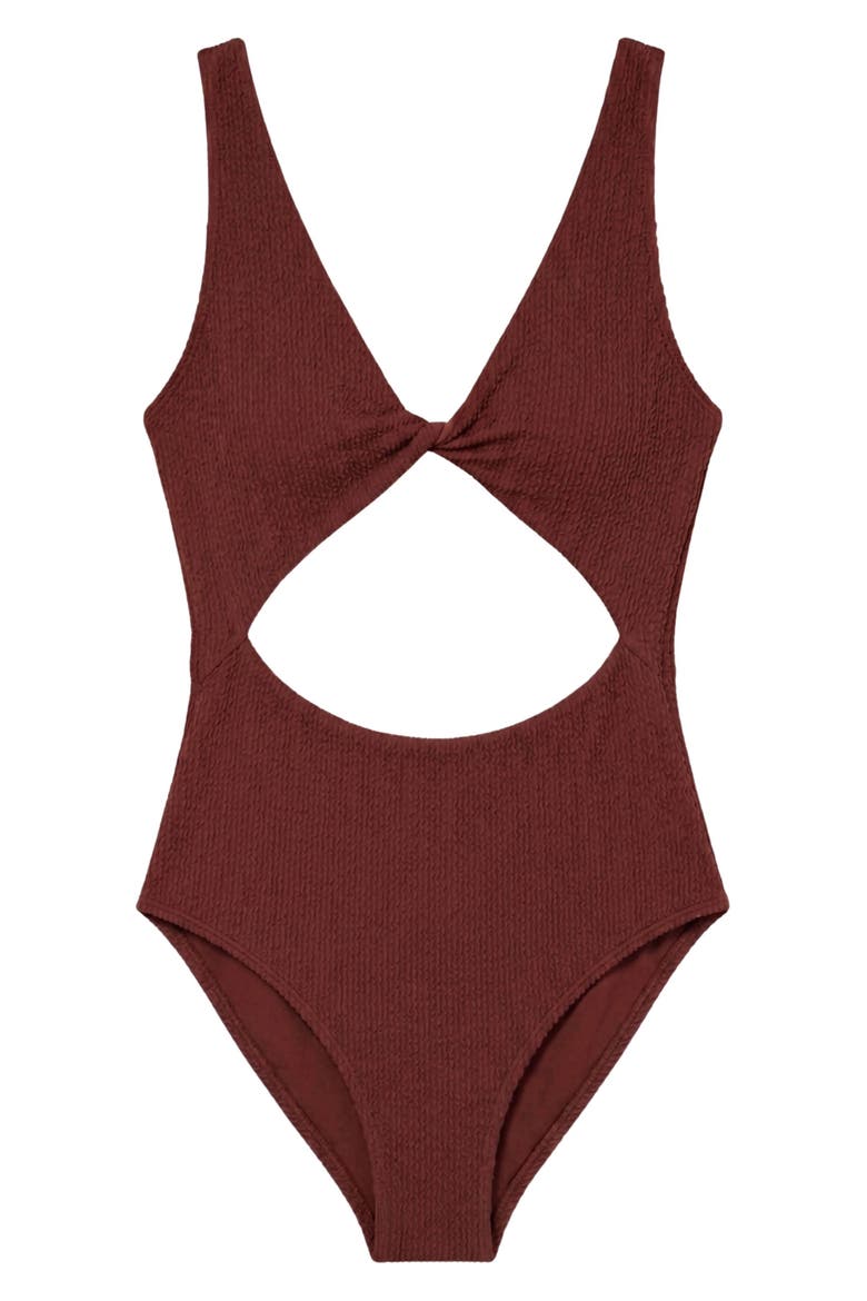 Barn Textured Wave Cutout One-Piece Swimsuit, Alternate, color, TEXTURED WAVE BARN RED