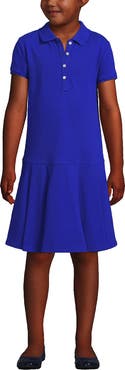 Lands' End School Uniform Girls Short Sleeve Mesh Pleated Polo Dress