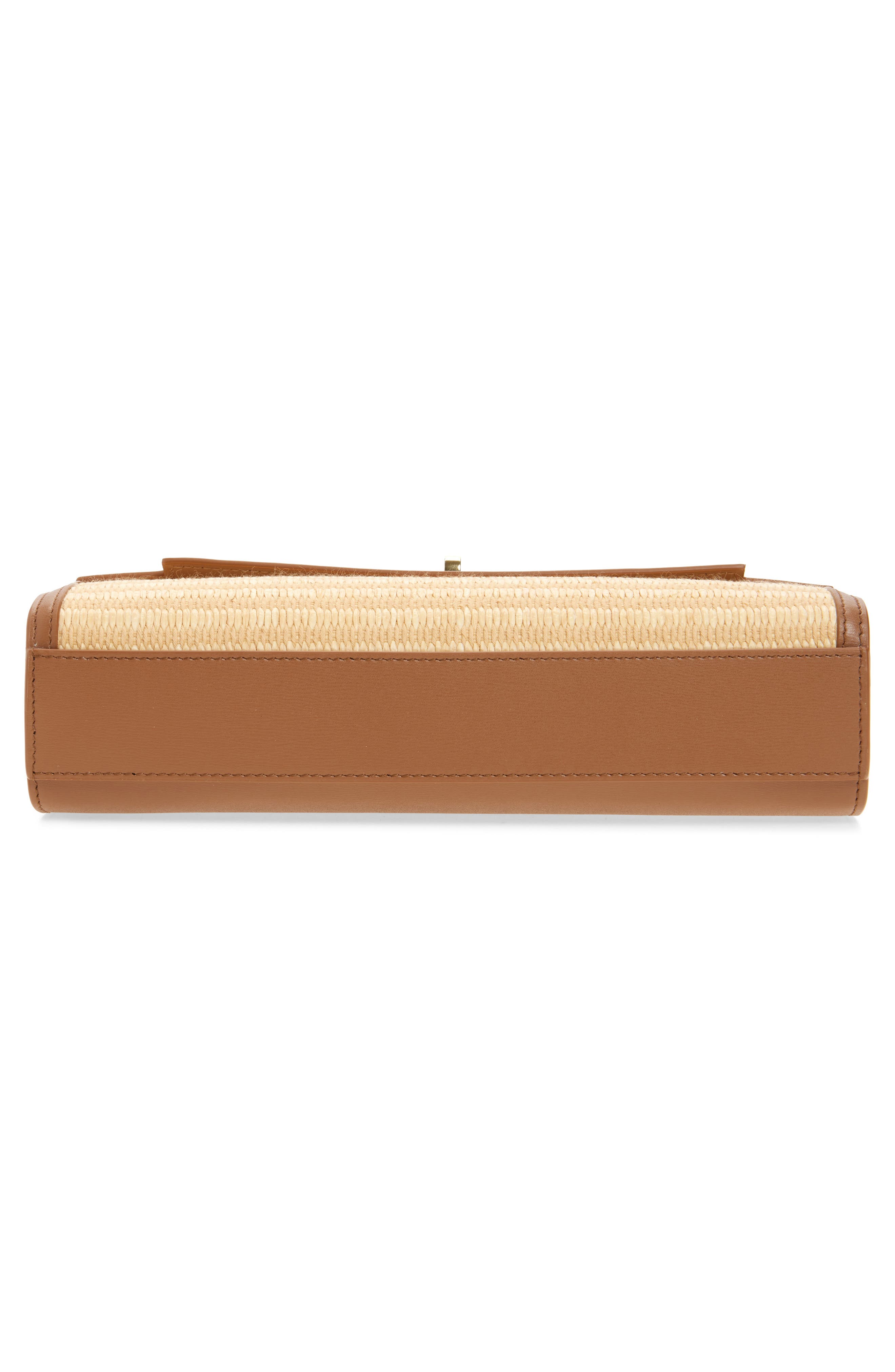Anya Hindmarch Mortimer Raffia & Leather Clutch, Alternate, color, Pecan