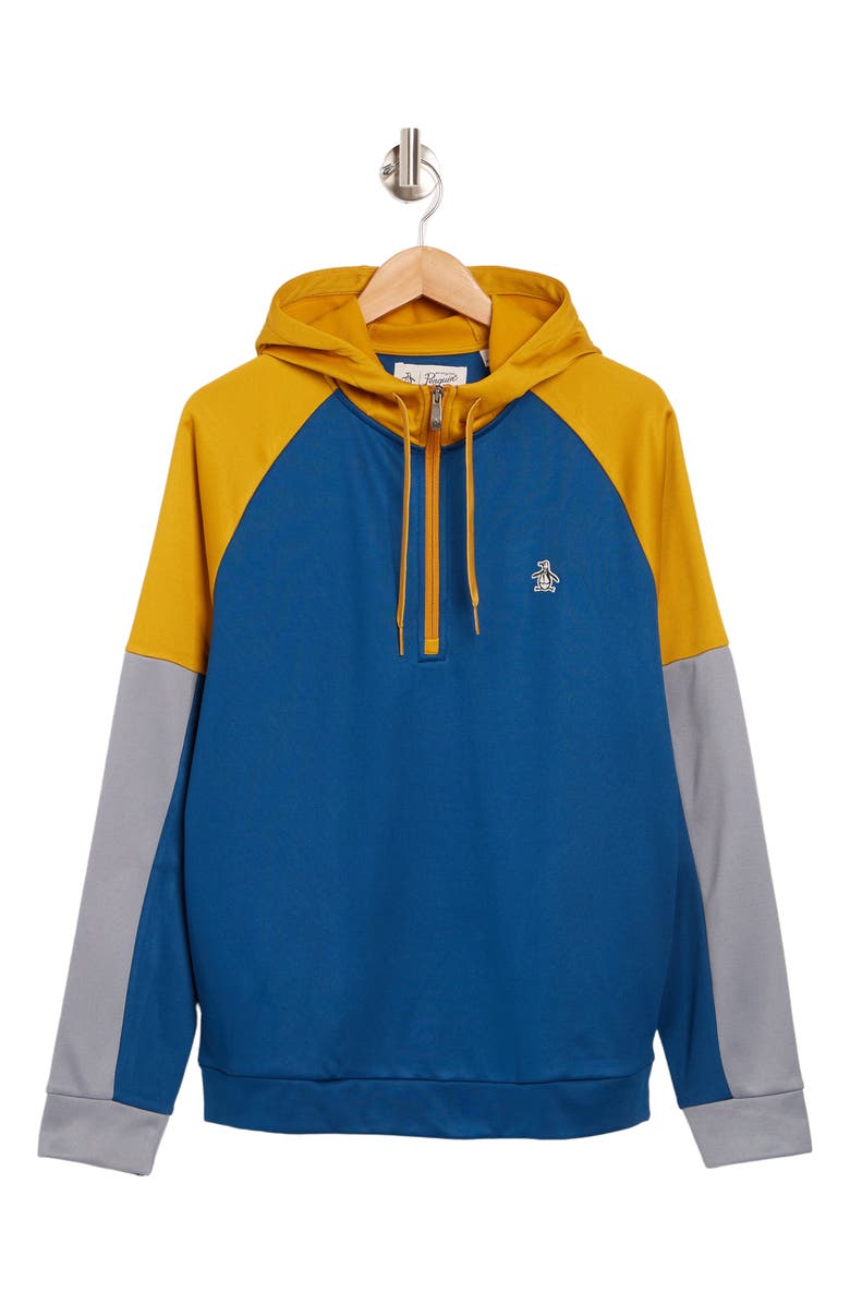 ORIGINAL PENGUIN GOLF Colorblock Long Sleeve Crossover Hoodie, Alternate, color, Blueberry Pancake